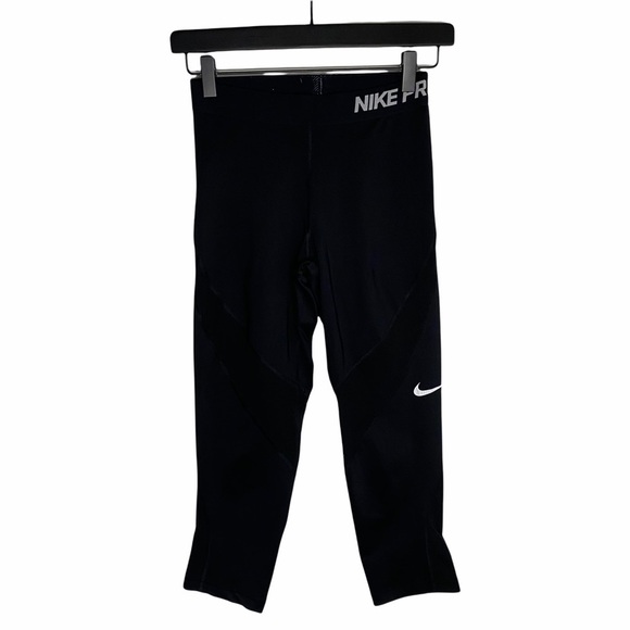 Nike Pro Black Mid Calf Leggings Small - Picture 1 of 6